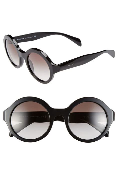 round black sunglasses prada|Prada 51mm rectangular sunglasses.